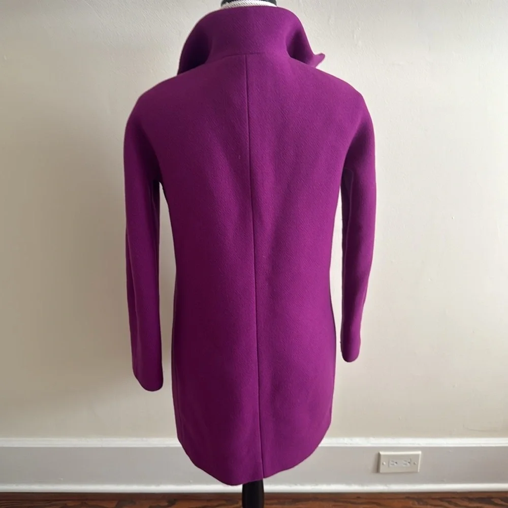 J Crew Cocoon Coat Wool Plum Purple Size 0 Stadium Cloth Nello Gori - Picture 7 of 9